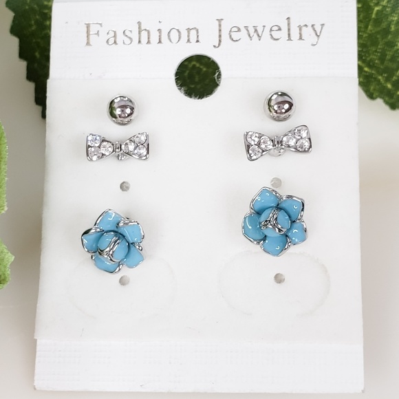 💫fashion jewelry gold plated earrings/set of 3 - Picture 1 of 2